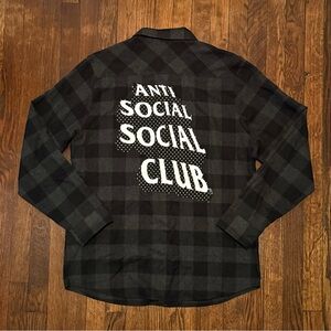 NWT Anti Social Social Club FW22 Happiest Place On Earth Flannel 'Black'